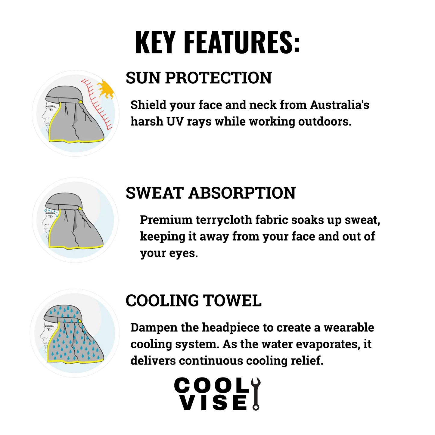 (Pre-Order) Coolvise Pro 3-in-1 Sun Shade, Sweat-Absorbing - Cooling Towel